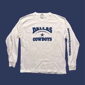Dallas Cowboys Youth XL White NFL Long Sleeve Adult S/M‎ VTG Authentic Apparel